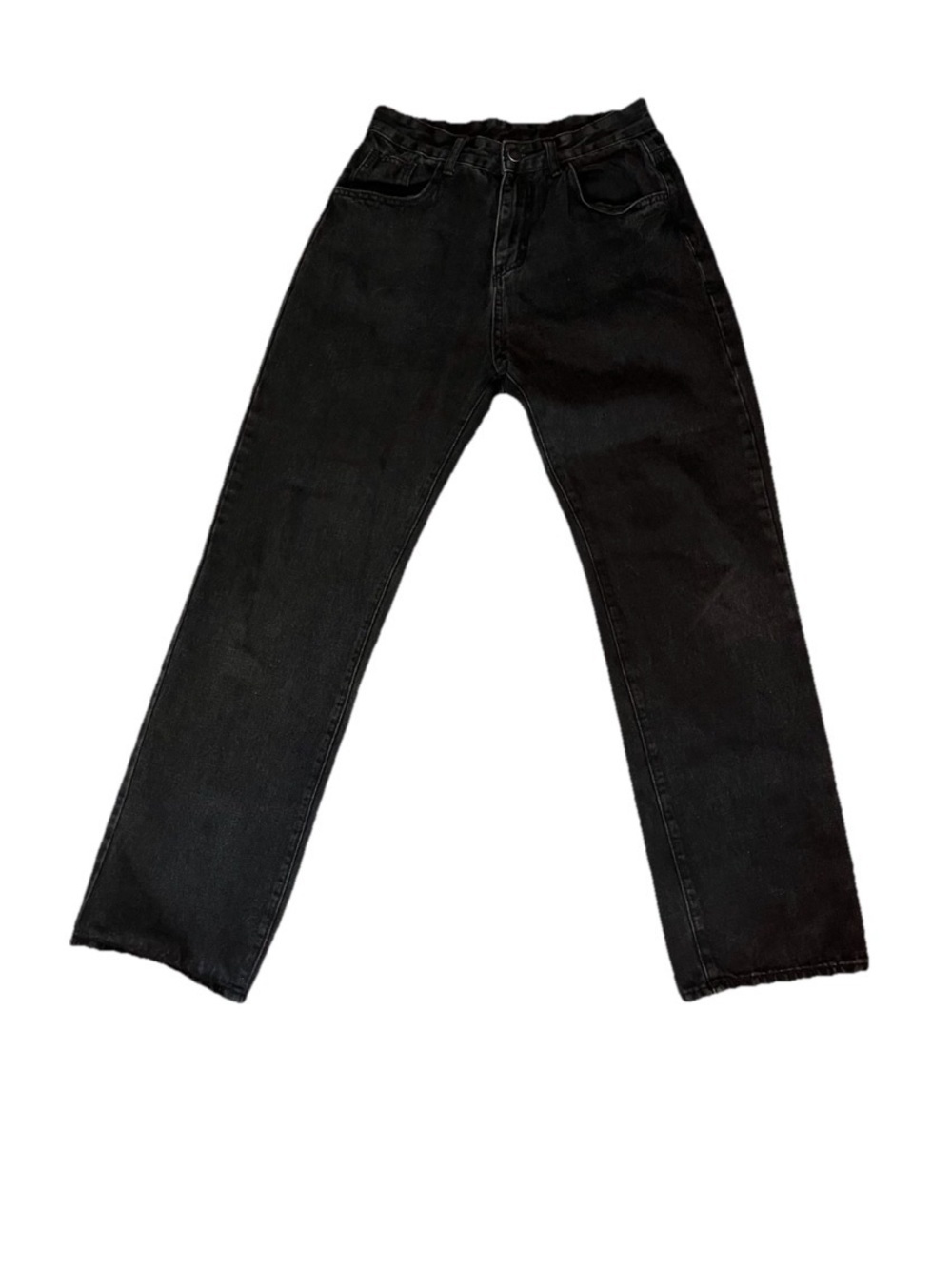 Genleck Womens Wide Leg Black Denim Jeans Size Medium High Rise